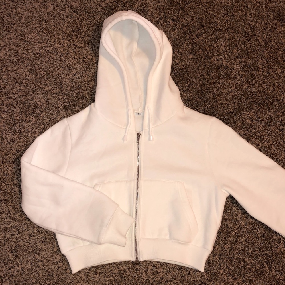 NWOT White Zip-Up Hoodie